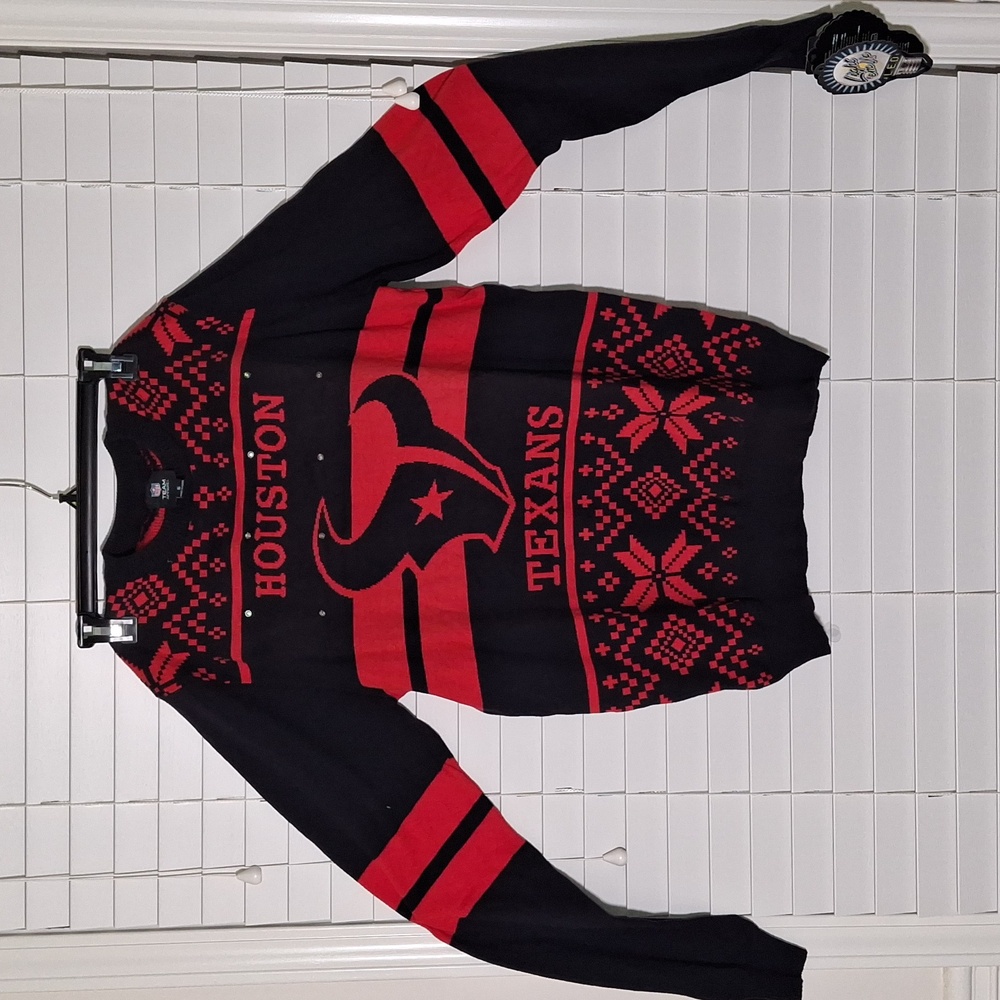 Licensed Men's Houston Texans Navy/Red Light Up Ugly Sweater